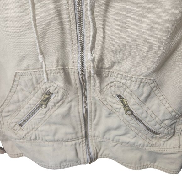 Mike & Chris Womens Beige Hooded Jacket With Zipper & Pockets S Cotton Blend - Picture 4 of 10